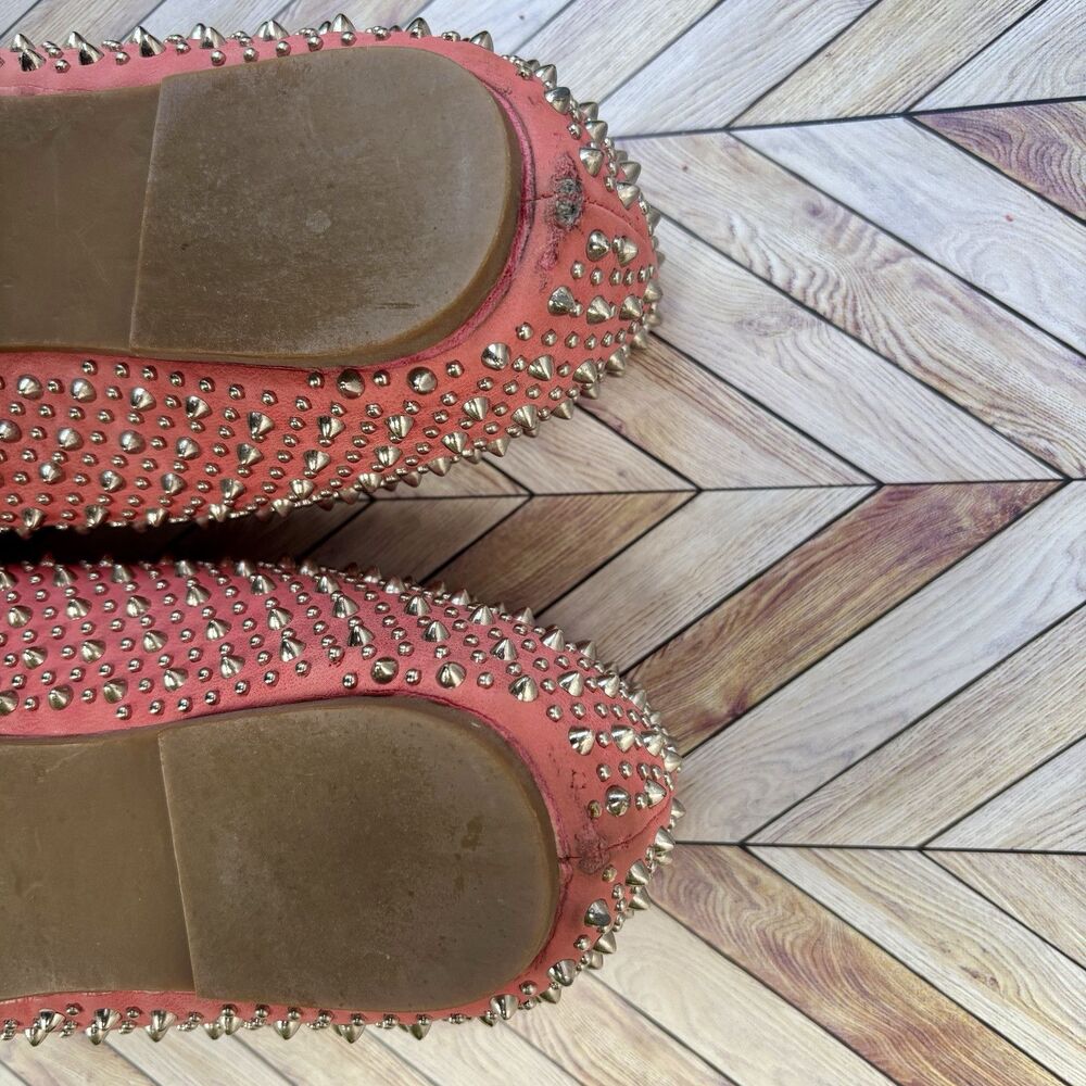 Jeffrey Campbell Coral Pink Studded Pointed Toe Flats - Picture 2 of 6